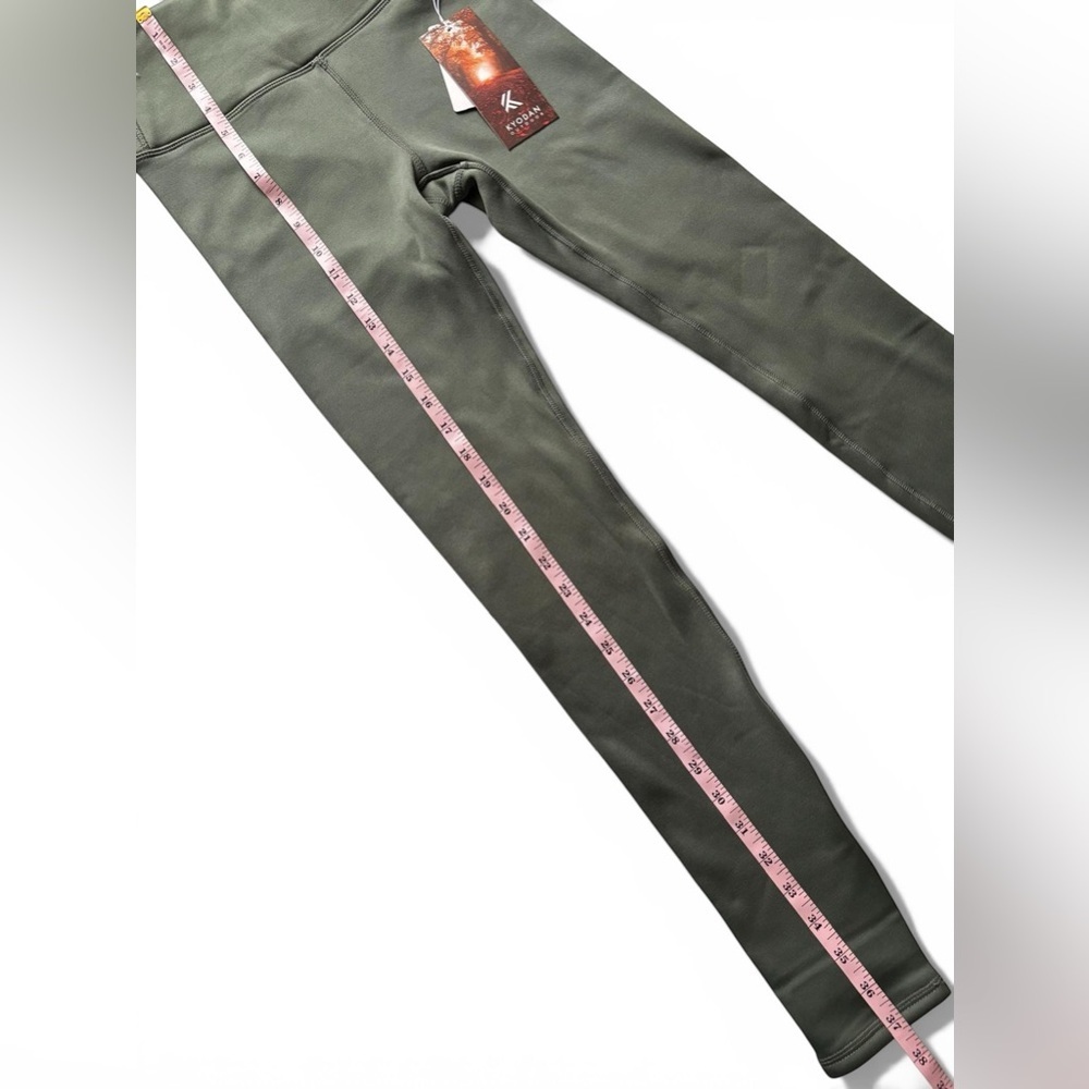 Kyodan Outdoor Leggings Women XS Petite Green Fleece Lined High Rise NWT - Picture 2 of 4